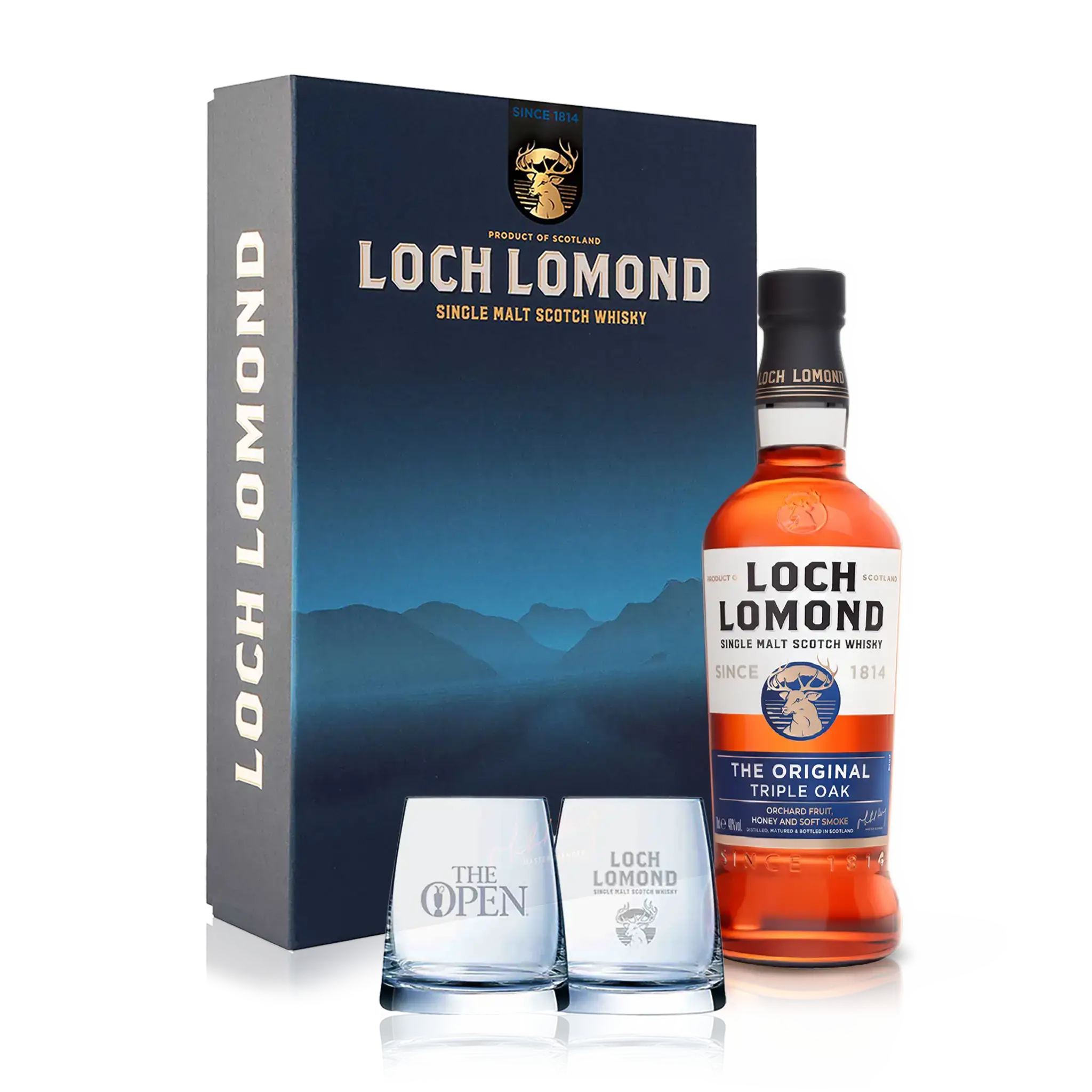 Loch Lomond Original Triple Oak Whisky & 2 Glass Gift Set
