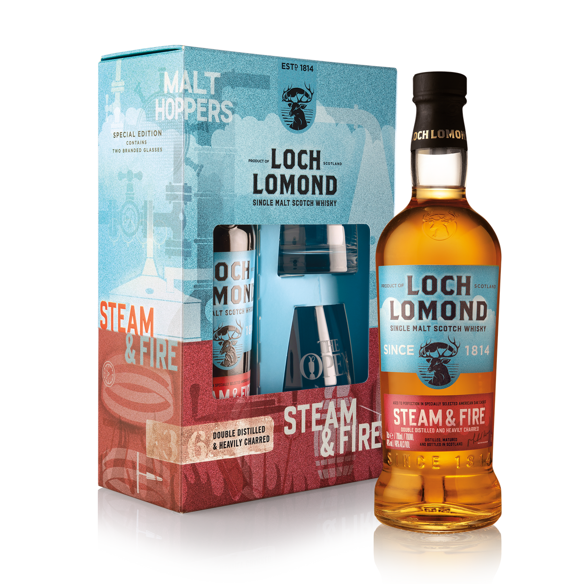 Steam &amp; Fire Whisky &amp; Glass Gift Set