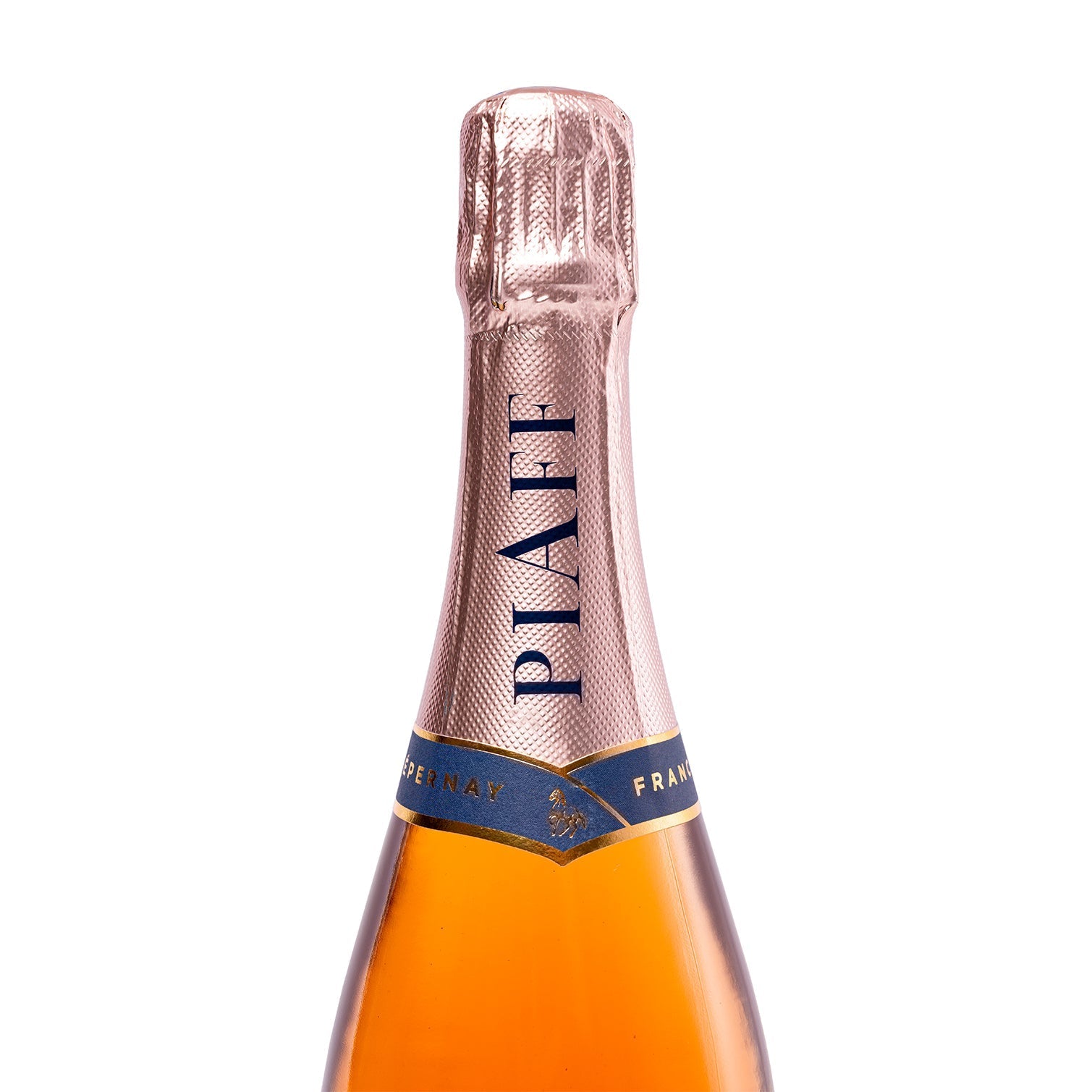 champagne rose brut neck of bottle.
